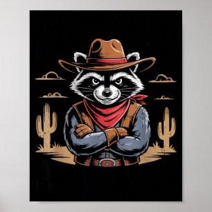 Vintage vuige wilde wasbeer cowboy grappig tr poster