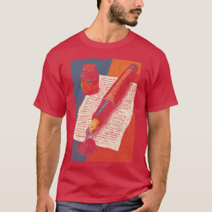 Vintage vulpen donkere academische schrijver kunst t-shirt
