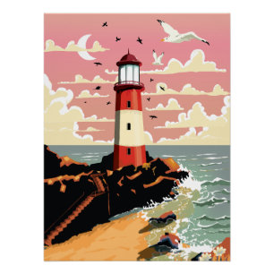 Vintage Vuurtoren Perfect Poster
