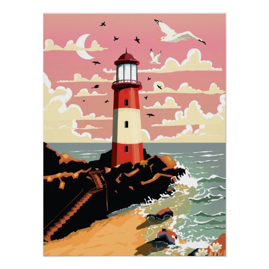 Vintage Vuurtoren Perfect Poster (Voorkant)
