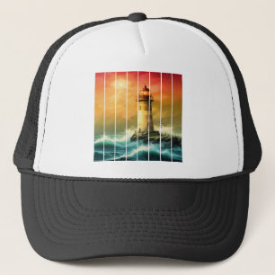 Vintage Vuurtoren Zee Kust Oceaan Kijk Trucker Pet