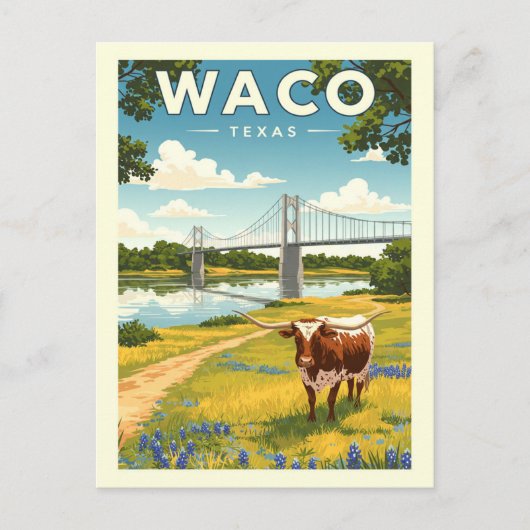 Vintage Waco Texas Briefkaart (Voorkant)