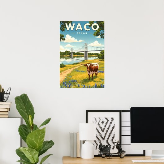 Vintage Waco Texas Poster (Thuiskantoor)