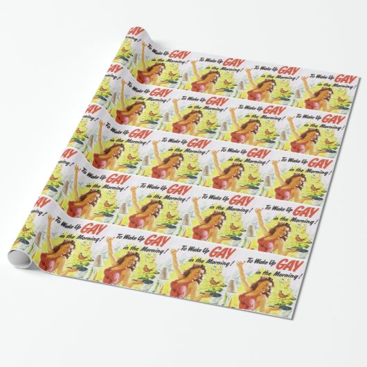 Vintage "Wakker worden als homo" Cadeaupapier (Uitgerold)