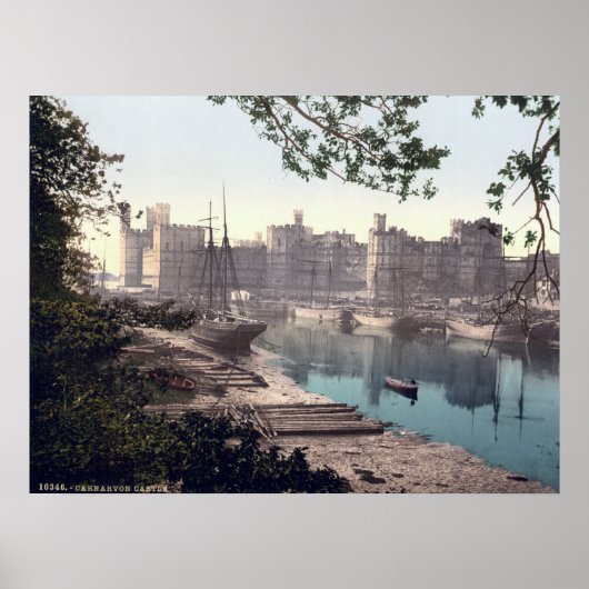 Vintage Wales, Carnarvon Castle 1905 Poster (Voorkant)