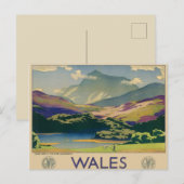 Vintage Wales Travel Poster Briefkaart (Voorkant / Achterkant)