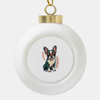 Vintage Walk Ik Zal Er Over Nadenken Franse Bulldo Keramische Bal Ornament