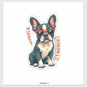 Vintage Walk Ik Zal Er Over Nadenken Franse Bulldo Sticker