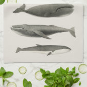 Vintage Walvis Kunstcollage Theedoek (Gevouwen)