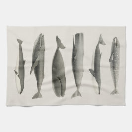 Vintage Walvis Kunstcollage Theedoek