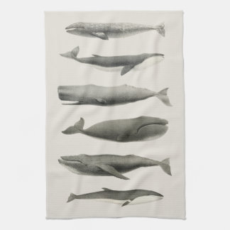 Vintage Walvis Kunstcollage Theedoek