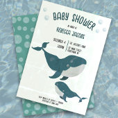 Vintage walvis met baby douche uitnodiging