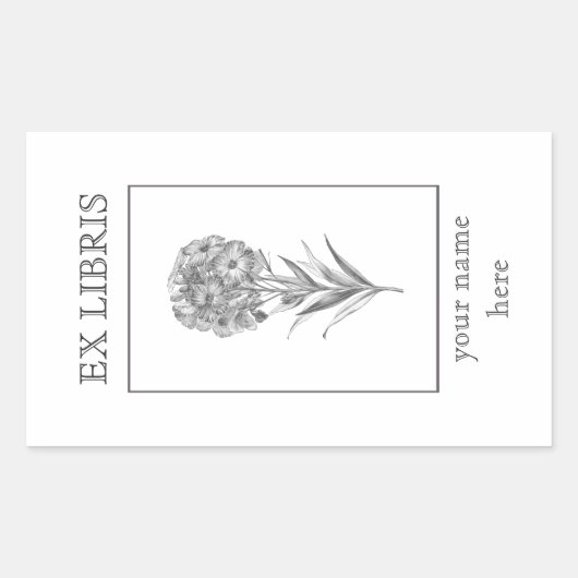 Vintage Wandbloem etsen boekplaat Rechthoekige Sticker (Voorkant)