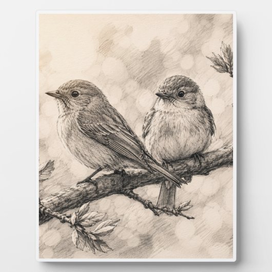 Vintage Wandvogels Schets Muurkunst |  Fotoplaat (Voorkant)