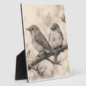 Vintage Wandvogels Schets Muurkunst |  Fotoplaat (Zijkant)