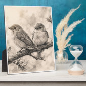 Vintage Wandvogels Schets Muurkunst |  Fotoplaat (Zijkant)