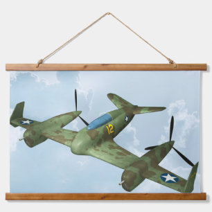 Vintage Warbird Vlucht Militaire Vliegkunst Hangend Wandkleed