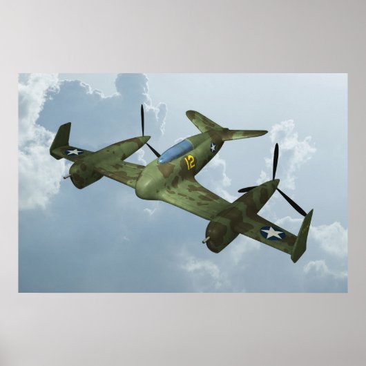 Vintage Warbird-vlucht Militaire Vliegkunst Poster (Voorkant)