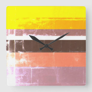 Vintage Warm Colors Familiar Horizontal Rectangles Vierkante Klok