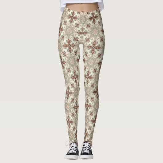 Vintage Warm Hues Printed Fashion Leggings (Voorkant)