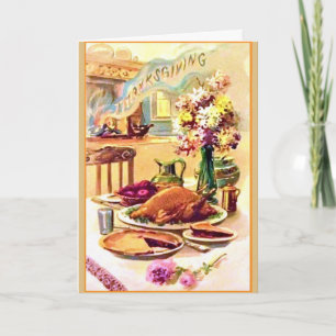 Vintage - Warm Thanksgiving Wishes, Feestdagen Kaart