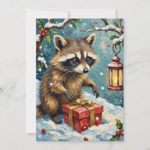 Vintage Wasbeer die Kerstcadeau Doos Open Art Feestdagenkaart