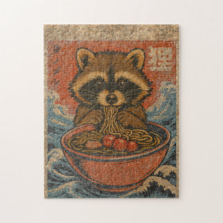 Vintage wasbeer die ramen eet Japanse kunst Legpuzzel