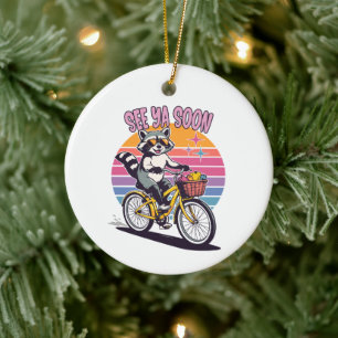 Vintage Wasbeer Fietstochten Tot Ziens Binnenkort Keramisch Ornament