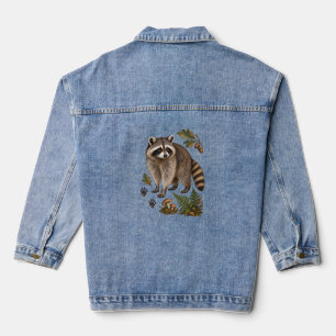 Vintage Wasbeer Veldgids Natuur Kunst Denim Jacket