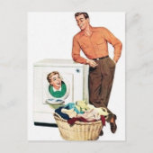 vintage wasdamestoestel man briefkaart (Voorkant)