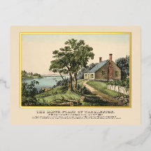 Vintage Washington Birthplace Gold Foil Briefkaart