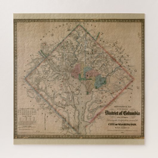 Vintage Washington DC Civil War Defenses Map 1864 Legpuzzel (Verticaal)