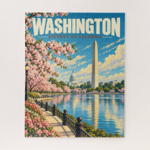 Vintage Washington DC-monumenten Kersenbloesem