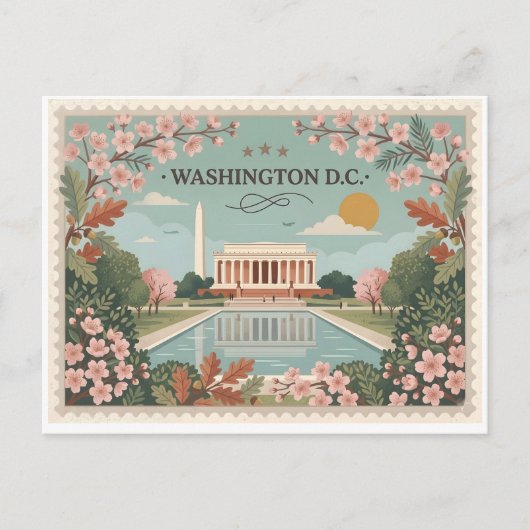 Vintage Washington DC Travel Feestdagenkaart (Voorkant)
