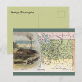 Vintage Washington Map Briefkaart (Voorkant / Achterkant)