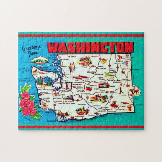 Vintage Washington Map Legpuzzel (Horizontaal)