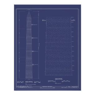 Vintage Washington Monument Blueprints Poster