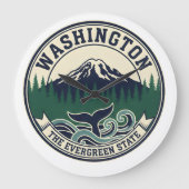 Vintage Washington State embleem Grote Klok (Voorkant)