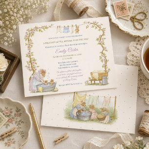 Vintage Wasmachine Dag Baby Shower Kaart