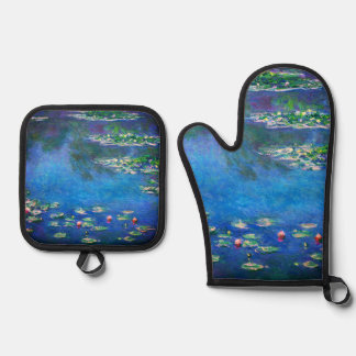 Vintage Water Lilies by Claude Monet Ovenwant & Pannenlap Set