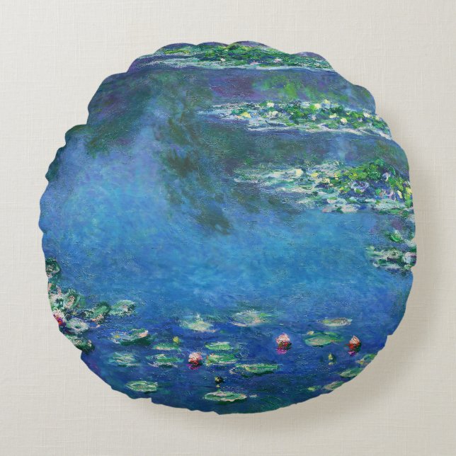 Vintage Water Lilies by Claude Monet Rond Kussen (Voorkant)