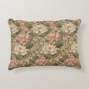 Vintage Water Lotus Botanische Bloemmotief Accent Kussen