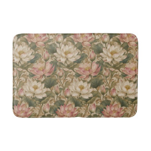 Vintage Water Lotus Botanische Bloemmotief Badmat