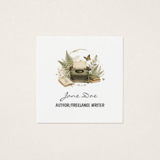 Vintage Watercolor Author Business Card Vierkante Visitekaartjes