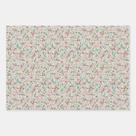 Vintage Watercolor Bloemen Winterweide (Multi) Inpakpapier Vel