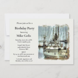 Vintage Watercolor Boot Heren Verjaardag  Kaart