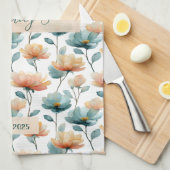 Vintage Watercolor Floral Family Heritage Theedoek (Quarter Fold)