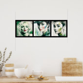 vintage watercolor green girls 3/3 all in one poster (Keuken)