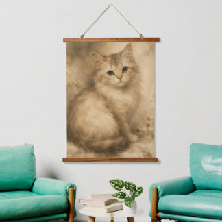Vintage Watercolor Kitten Wandtapijt Hangend Wandkleed