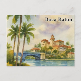 Vintage Watercolor of Scenic  Boca Raton FL  Briefkaart